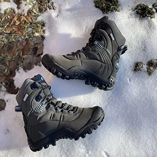 Manfen Women's Hiking Lightweight Waterproof Hunting Ankle Support Boots, Gray/Sky Blue, 10