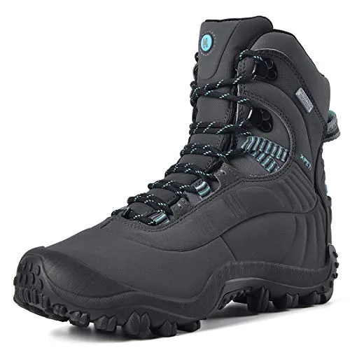 Manfen Women's Hiking Lightweight Waterproof Hunting Ankle Support Boots, Gray/Sky Blue, 10