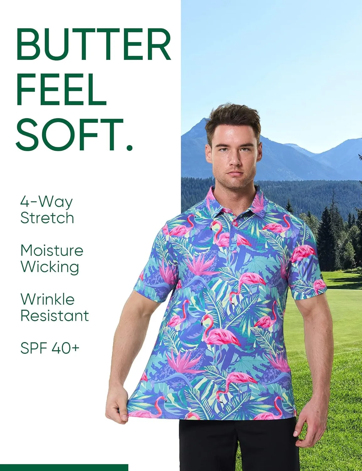 Men's Golf Polo Shirt - Standout Performance Quick-Dry Golf Polo Shirts for Men