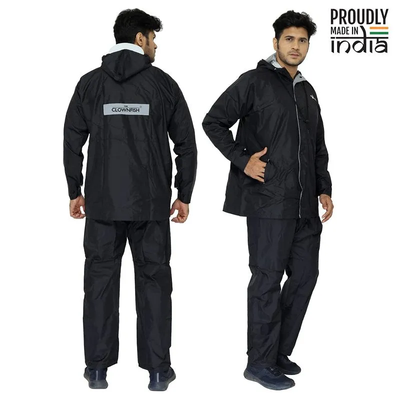 Men's Raincoat - Reversible, Waterproof, Double Layer | Includes Zipper Bag | L-Size | Black