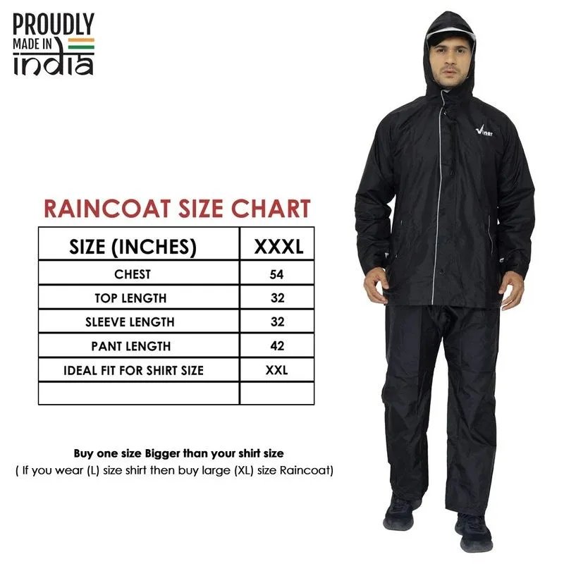 Men's Raincoat - Reversible, Waterproof, Double Layer | Includes Zipper Bag | L-Size | Black