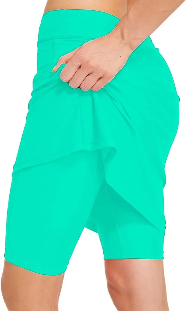 Micosuza Womens Skirted Swim Short Sun Protective UPF 50 Swimming Bottom with Attached Skirt