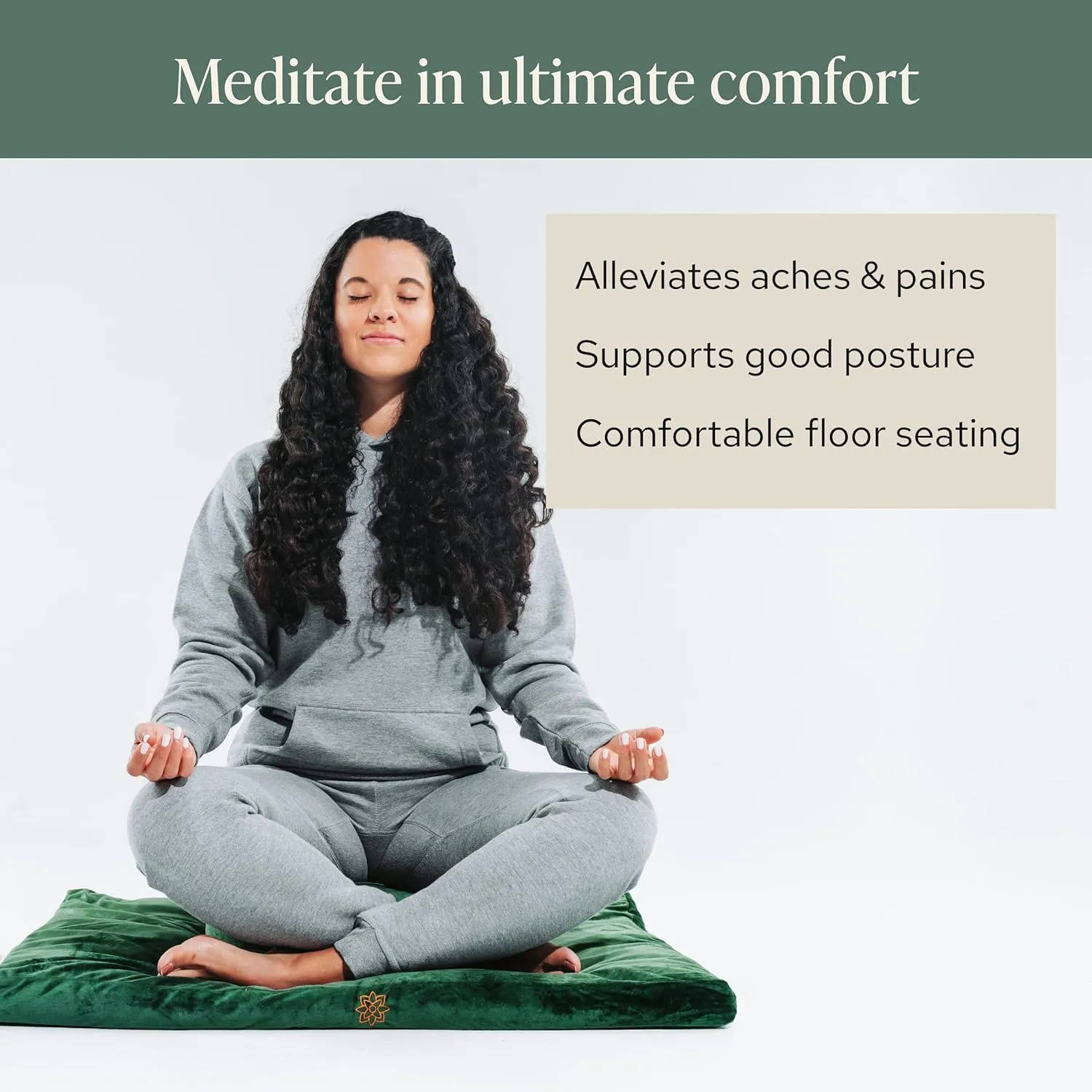 Mindful & Modern Zabuton Meditation Mat - Cotton Filled Yoga and Meditation Pad - Zabuton Meditation Cushion for Kneeling and Sitting Support - Large Rectangular Sitting Floor Pillow for Bench or Zafu