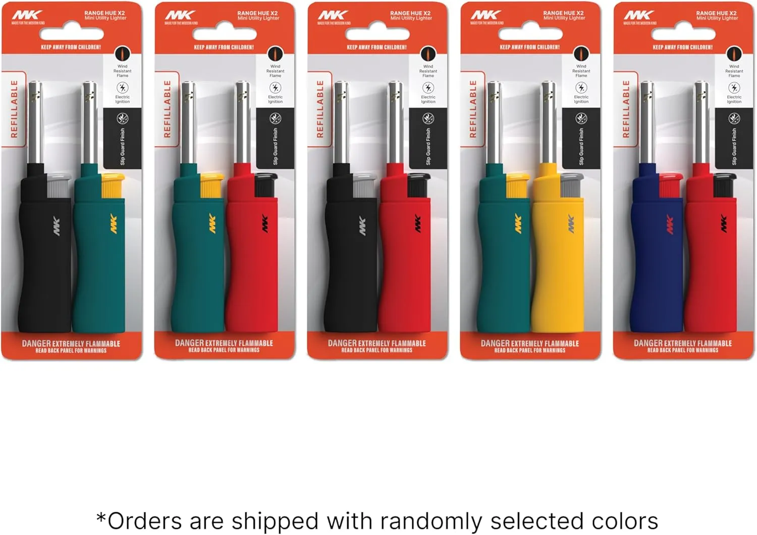 MK Candle Lighter, Butane Refillable Wind-Resistant Flame, 4-Pack for BBQ, Camping, Outdoor Use (Hue-4PC)