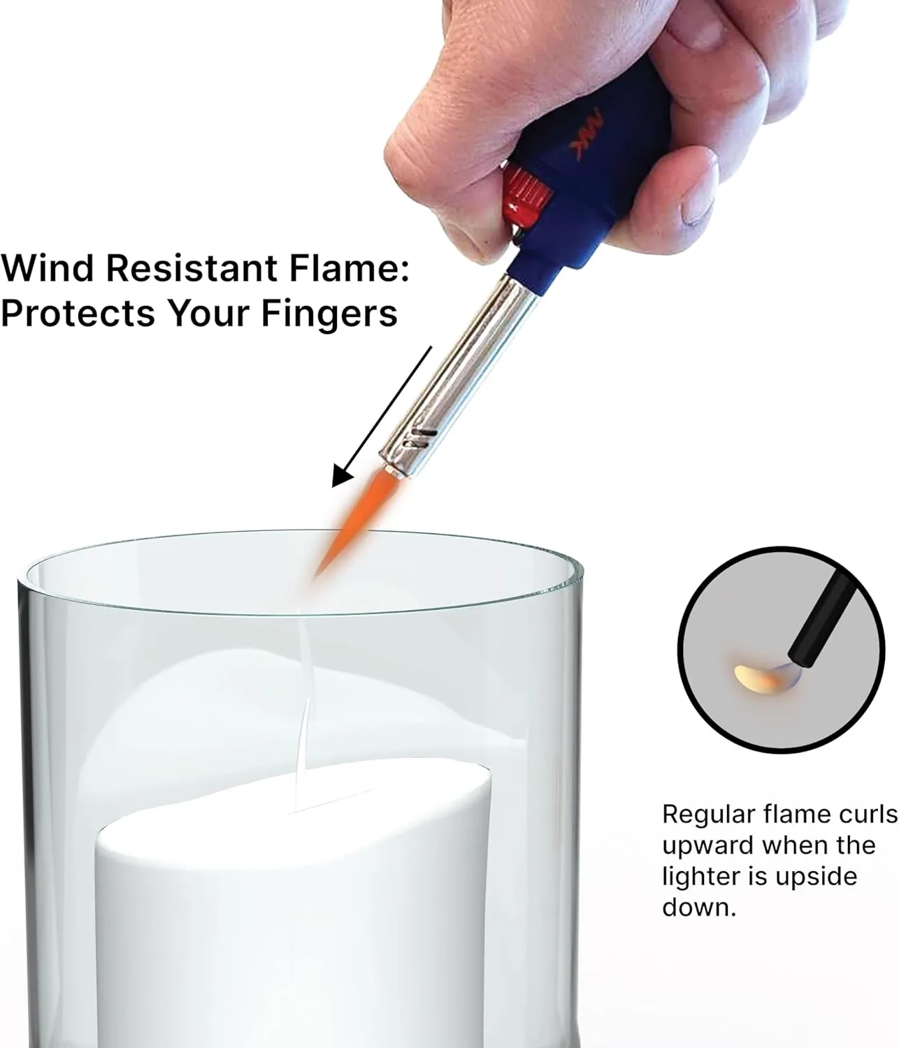 MK Candle Lighter, Butane Refillable Wind-Resistant Flame, 4-Pack for BBQ, Camping, Outdoor Use (Hue-4PC)