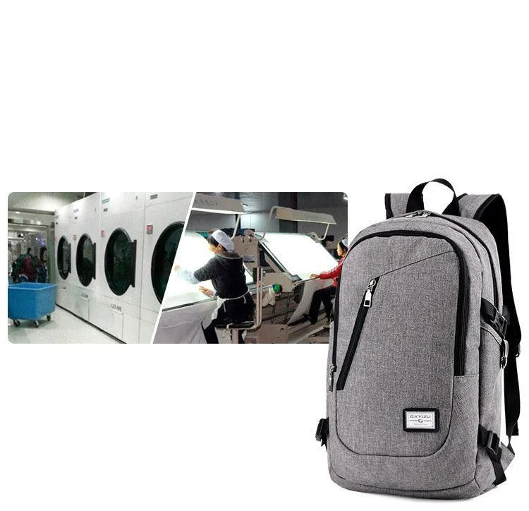 Multi-Functional Canvas USB Backpack-Grey
