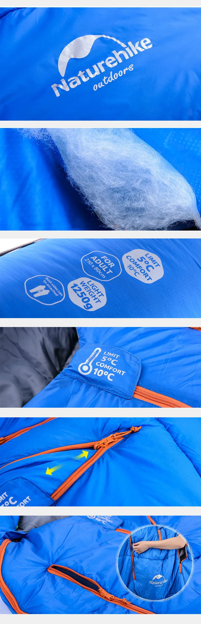 NatureHike Person Shape Cotton Waterproof Sleeping Bag