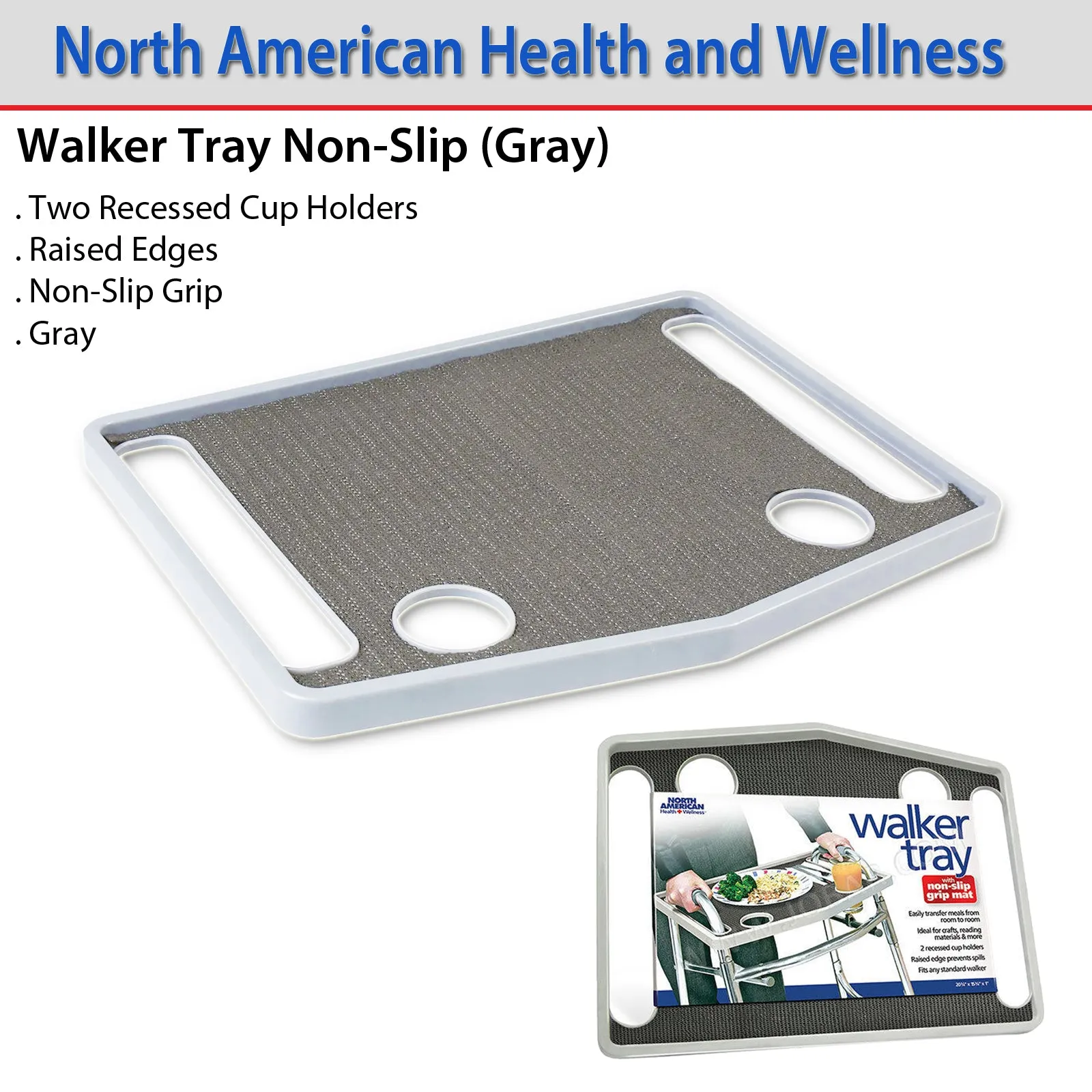 North American Health and Wellness Non-Slip Walker Tray - 20.75" x 15.75"