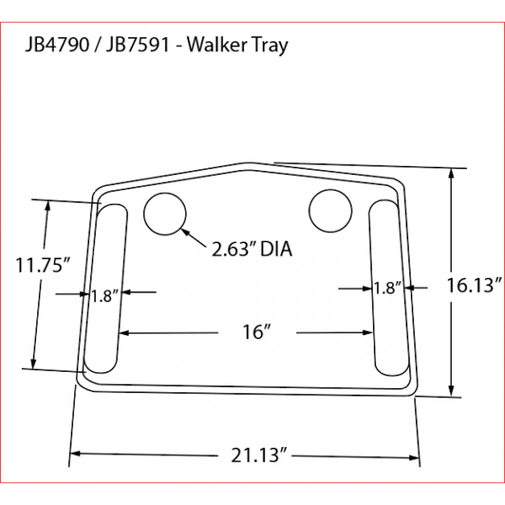 North American Health and Wellness Non-Slip Walker Tray - 20.75" x 15.75"