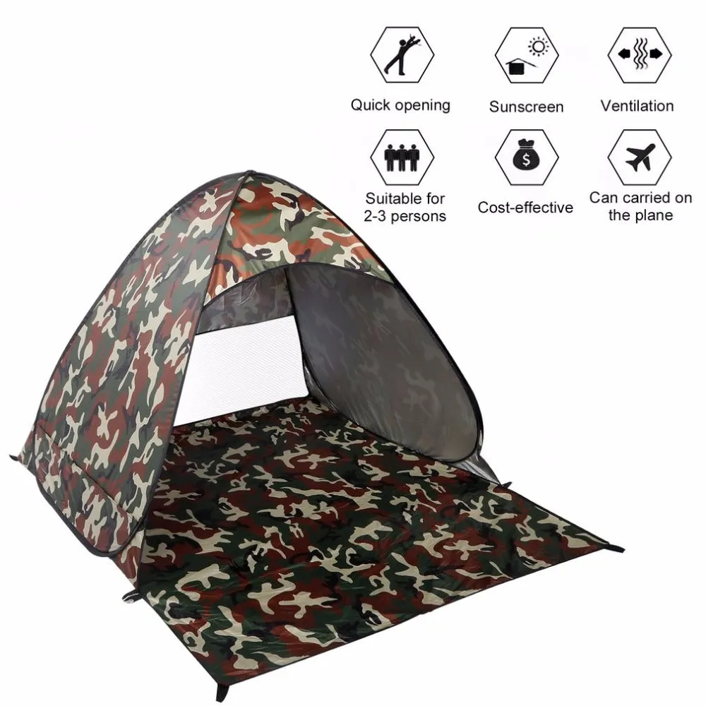 Outdoor 2-3 Persons Tent Quick Automatic Pop up Instant Portable Cabana Beach Tent Camping Fishing Picnic Shelter for Beach Park