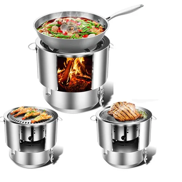 Outdoor firewood stove, picnic stove, outdoor windproof portable alcohol stove, camping supplies, barbecue stove, fishing stove