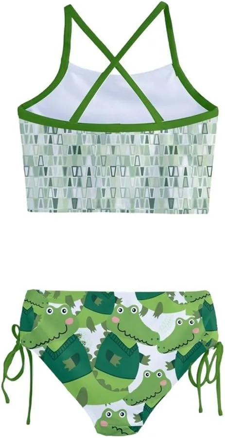 PattyCandy Little Girls Bathing Suit Cute Lion Owls & Giraffe Animals Print Tankini Swimsuit Size 2-16