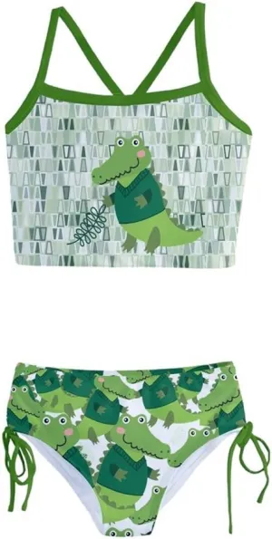 PattyCandy Little Girls Bathing Suit Cute Lion Owls & Giraffe Animals Print Tankini Swimsuit Size 2-16