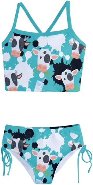 PattyCandy Little Girls Bathing Suit Cute Lion Owls & Giraffe Animals Print Tankini Swimsuit Size 2-16