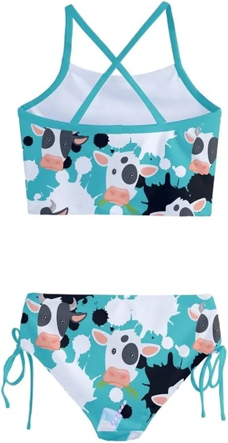 PattyCandy Little Girls Bathing Suit Cute Lion Owls & Giraffe Animals Print Tankini Swimsuit Size 2-16