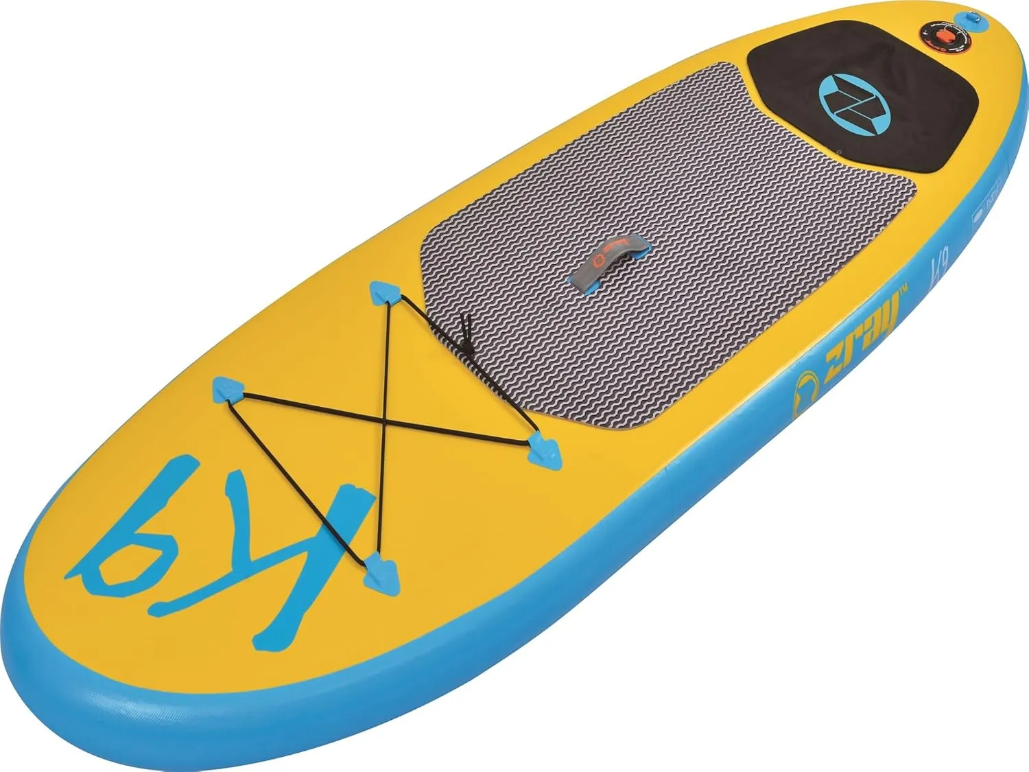 Pool Central 8' Inflatable Blue and Yellow Z-Ray SUP K9 Teen Paddle Board