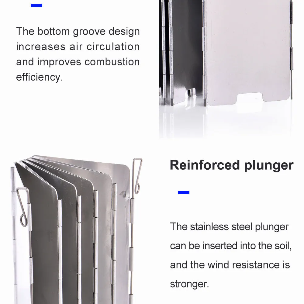 Portable Camping Stove Wind Shield - 9/10 Plates Folding Windproof Screen for Outdoor Picnic BBQ Gas Burner Cookware Supplies
