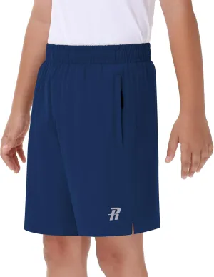 Runhit Boys' Athletic Shorts Quick Dry Running Shorts for Youth Kids Lightweight Basketball Soccer Gym Shorts Zipper Pockets