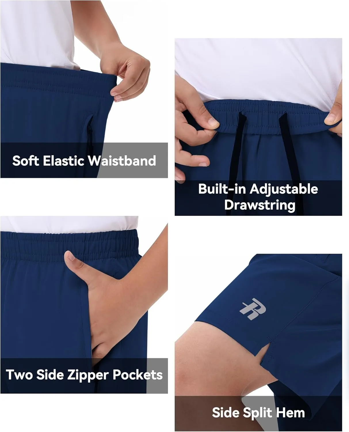 Runhit Boys' Athletic Shorts Quick Dry Running Shorts for Youth Kids Lightweight Basketball Soccer Gym Shorts Zipper Pockets