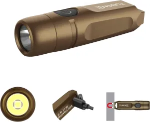 S15 Keychain Flashlight- Super Bright 650 High Lumens,UCB C Rechargeable EDC Pocket Flashlight,Mini Flashlight-Light with Magnetic Suitable for Hiking, Emergency (Brown)