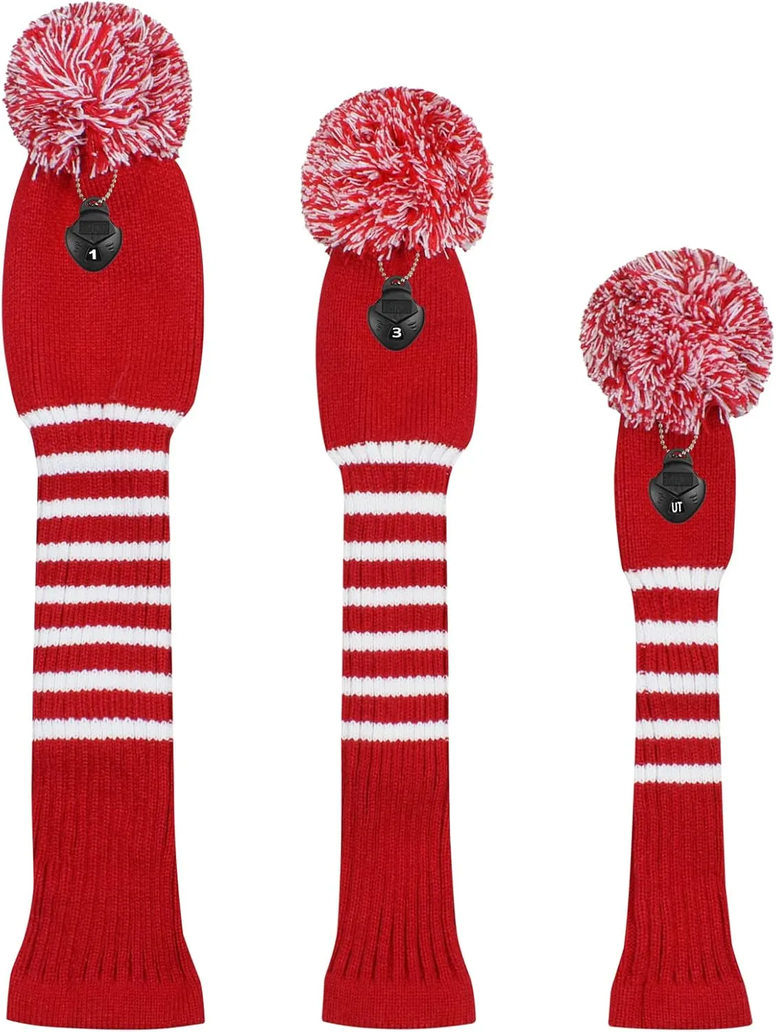 Scott Edward Golf Headcovers for Woods Set of 3 Fits Well Driver(460cc) Fairway Wood and Hybrid(UT) The Perfect Change for Golf Bag Classic Striped Style