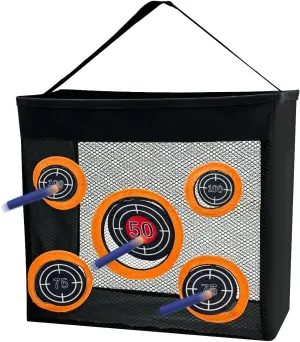 Shooting Practice Target Toy Storage Mesh Bag Compatible with Nerf Darts, Portable & Foldable Dart Zone for Kids Boys Girls 6 