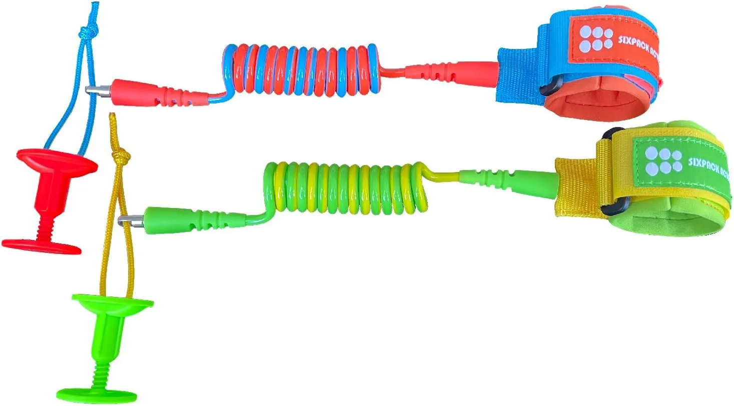 SIXPACK ACTION Bodyboard Wrist Leash 4ft 6mm Coils, Adjustable Wrist Cuff for Kids and Teenagers, Wrist Sized Approx 140mm-200mm
