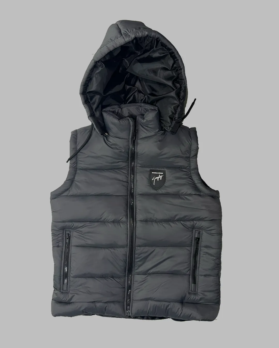 Sleeveless Grey Parachute Gilt Jacket
