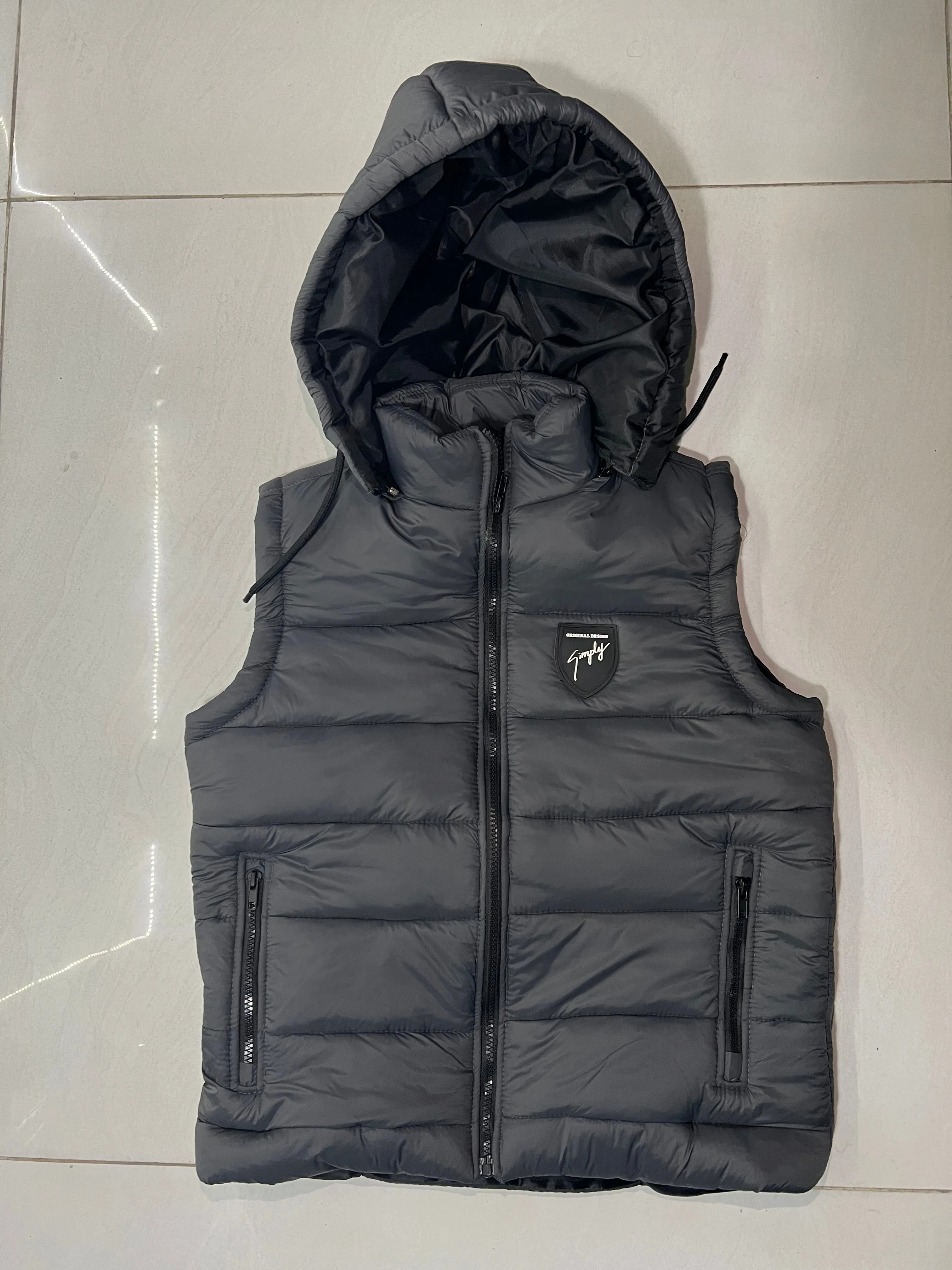 Sleeveless Grey Parachute Gilt Jacket