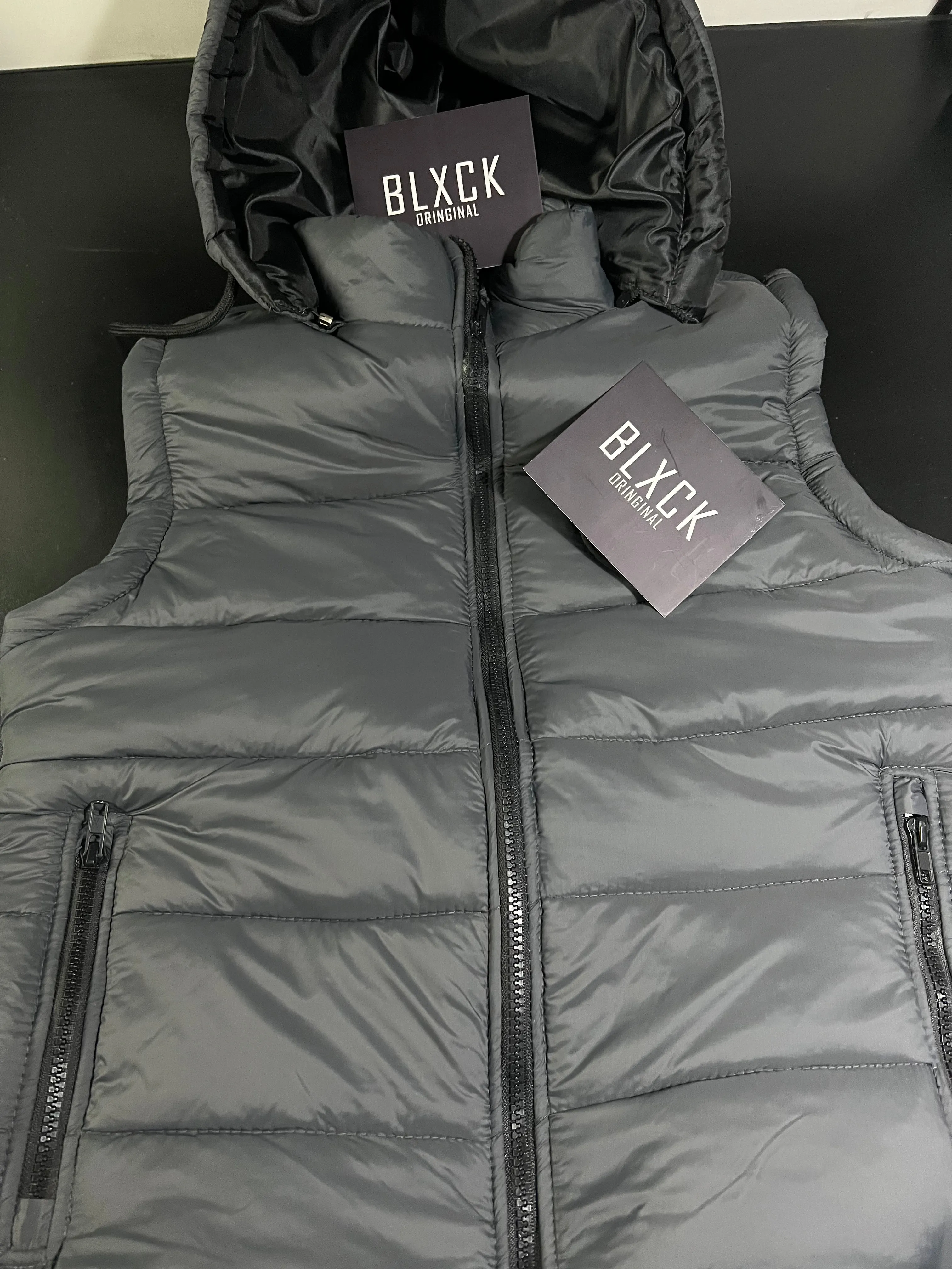 Sleeveless Grey Parachute Gilt Jacket