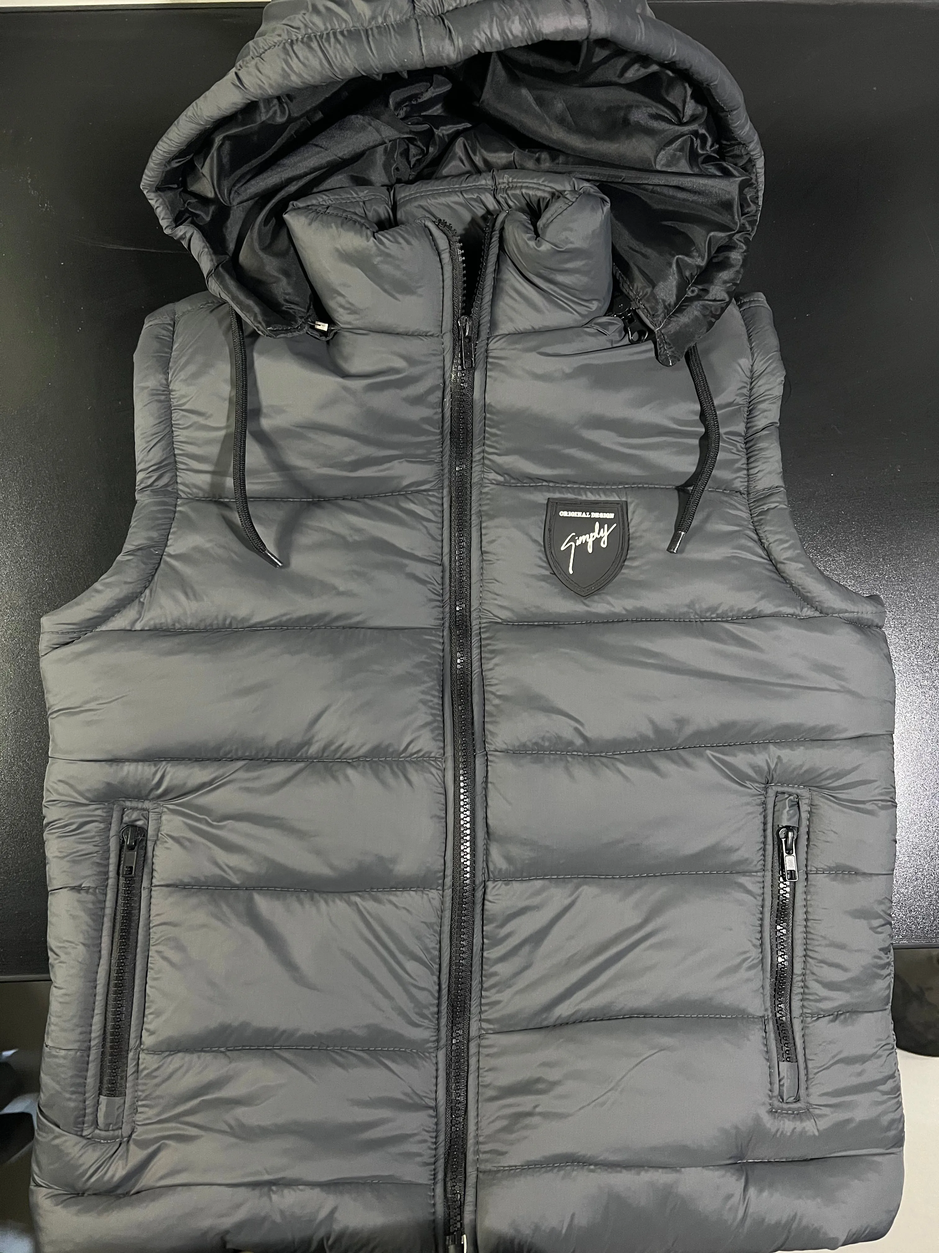 Sleeveless Grey Parachute Gilt Jacket