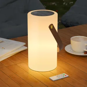 Solar Table Lamp Outdoor Water-Resistant LED Portable Solar Lantern Warm RGB Rechargeable Cordless Lights for Patio Deck Camping