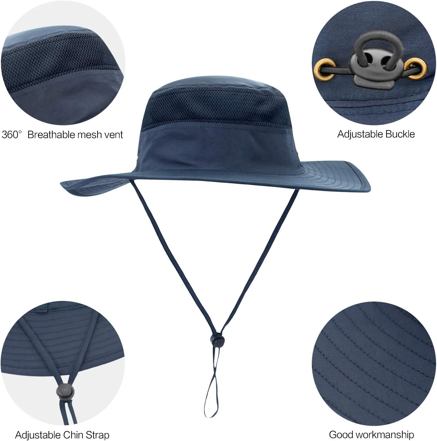 Sun Hats for Men Women Fishing Hat UPF 50  Breathable Wide Brim Summer UV Protection Hat