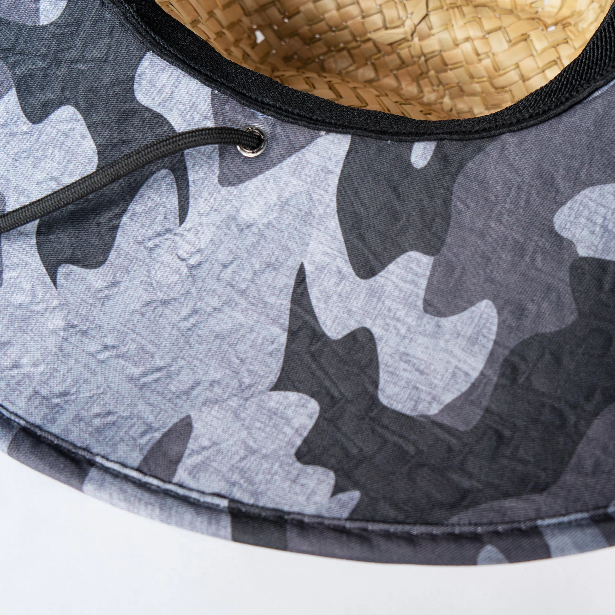 Sunset Point Straw Hat W/ Grey Camo Print Under Brim