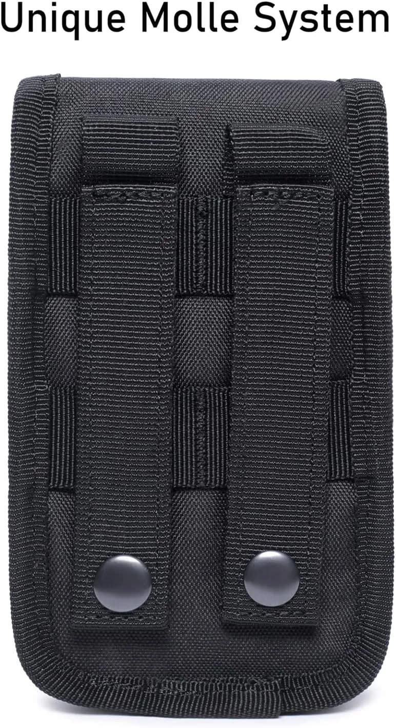 Tactical Molle Phone Pouch EDC Cellphone Holder Smartphone Case Organizer Bag with US Flag Patch & Molle Key Ring