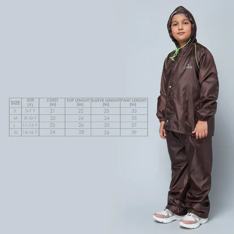 THE CLOWNFISH Donald Series Kids Waterproof Transparent PVC Raincoat with Adjustable Hood. Set of Top and Bottom. Plastic Pouch. Kid Age-5-7 years (Transparent)