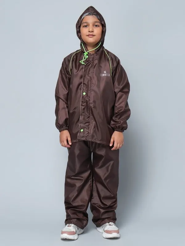THE CLOWNFISH Donald Series Kids Waterproof Transparent PVC Raincoat with Adjustable Hood. Set of Top and Bottom. Plastic Pouch. Kid Age-5-7 years (Transparent)