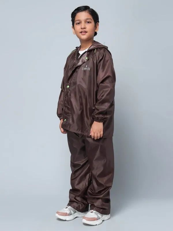 THE CLOWNFISH Donald Series Kids Waterproof Transparent PVC Raincoat with Adjustable Hood. Set of Top and Bottom. Plastic Pouch. Kid Age-5-7 years (Transparent)