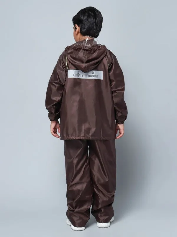 THE CLOWNFISH Donald Series Kids Waterproof Transparent PVC Raincoat with Adjustable Hood. Set of Top and Bottom. Plastic Pouch. Kid Age-5-7 years (Transparent)