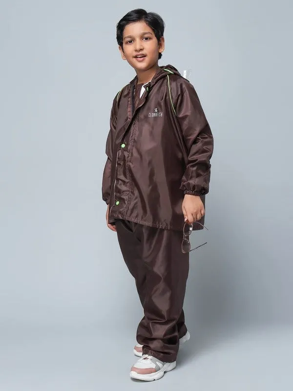 THE CLOWNFISH Donald Series Kids Waterproof Transparent PVC Raincoat with Adjustable Hood. Set of Top and Bottom. Plastic Pouch. Kid Age-5-7 years (Transparent)