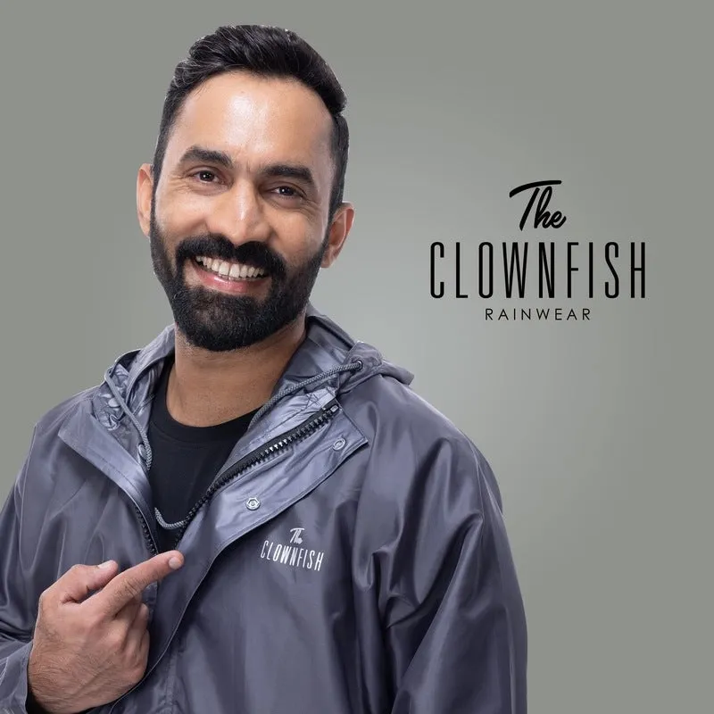 THE CLOWNFISH Majestic Pro Series Men's Waterproof Polyester Double Coating Reversible Raincoat with Hood and Reflector Logo at Back for Night Travelling. Set of Top and Bottom (Blue, XXL)