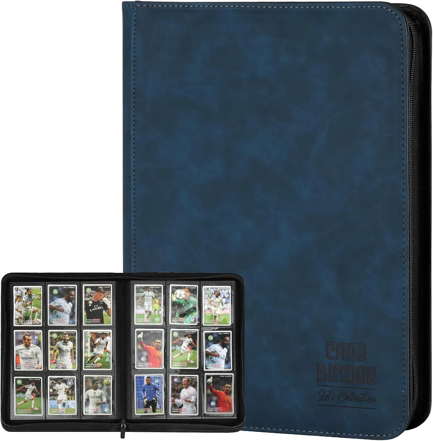 Trading Card Binder, Premium 9 Pocket Double Sided 540 Pocket PU Card Collection Binder, Collectible Trading Card Albums for MTG, TCG, Sport Card, Game Cards (Navy)