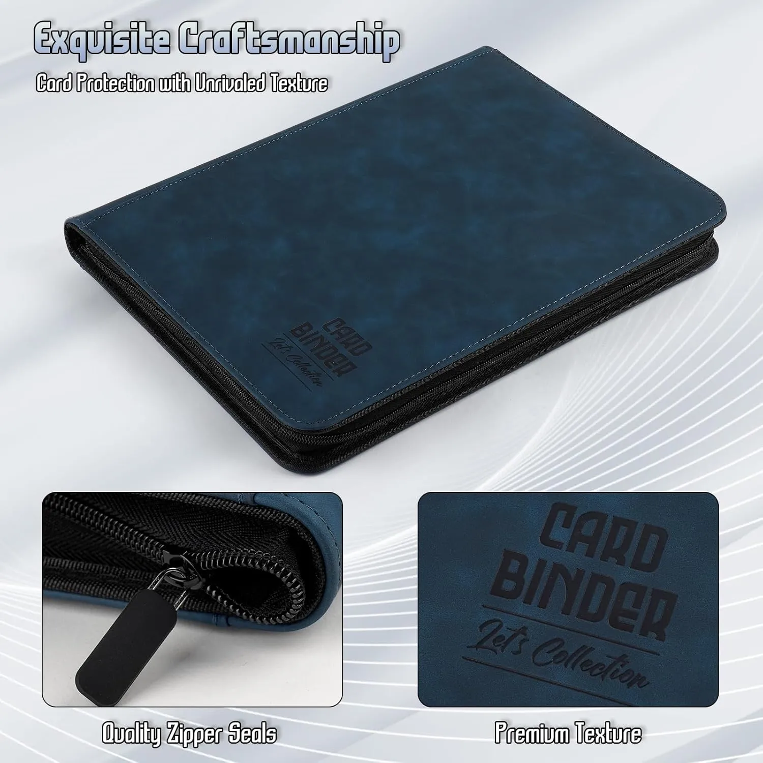 Trading Card Binder, Premium 9 Pocket Double Sided 540 Pocket PU Card Collection Binder, Collectible Trading Card Albums for MTG, TCG, Sport Card, Game Cards (Navy)