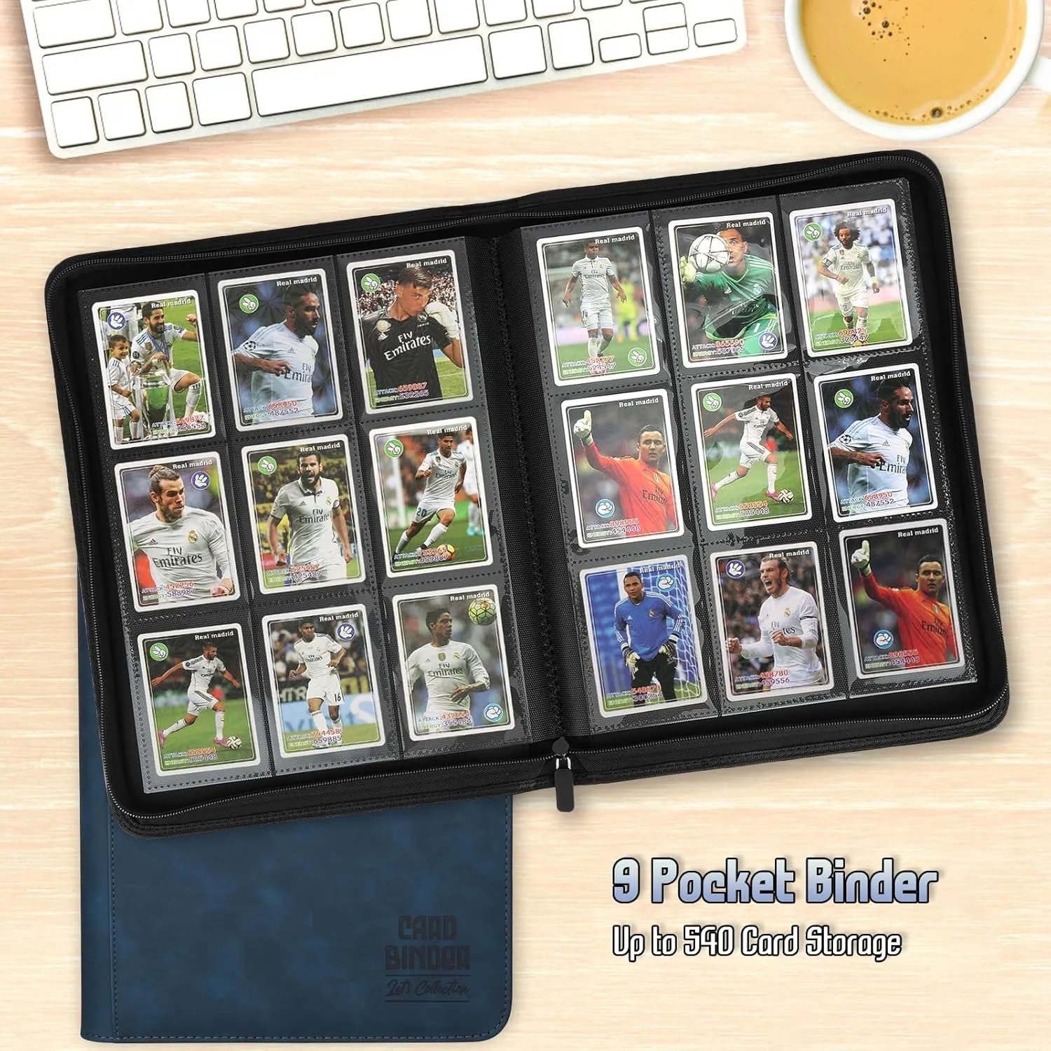 Trading Card Binder, Premium 9 Pocket Double Sided 540 Pocket PU Card Collection Binder, Collectible Trading Card Albums for MTG, TCG, Sport Card, Game Cards (Navy)