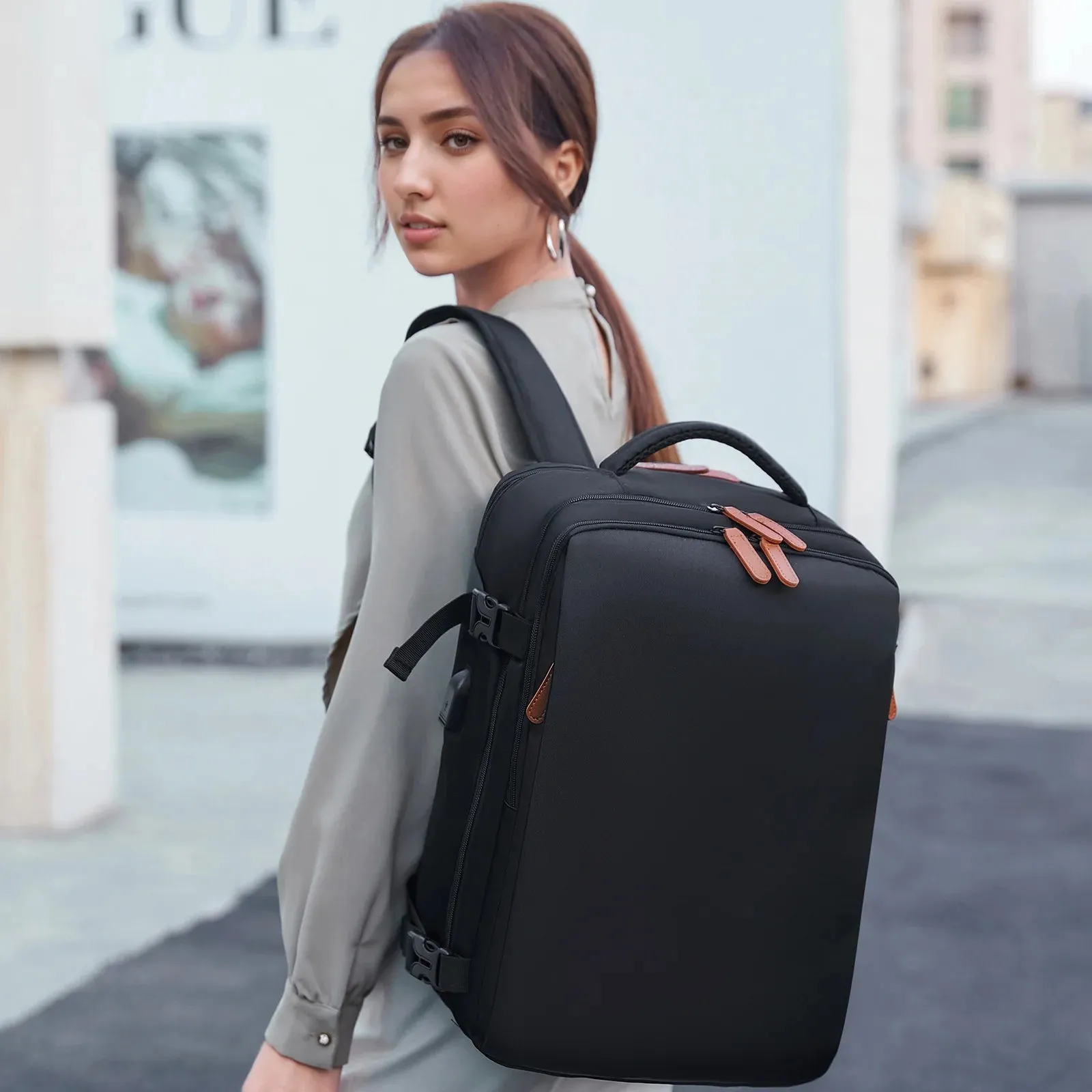 Travel Backpack for Women Men Extra Large Carry on Backpacks with Shoe Pouch Water Resistant Laptop Flight Approved Daypack for Weekender Hiking, Black