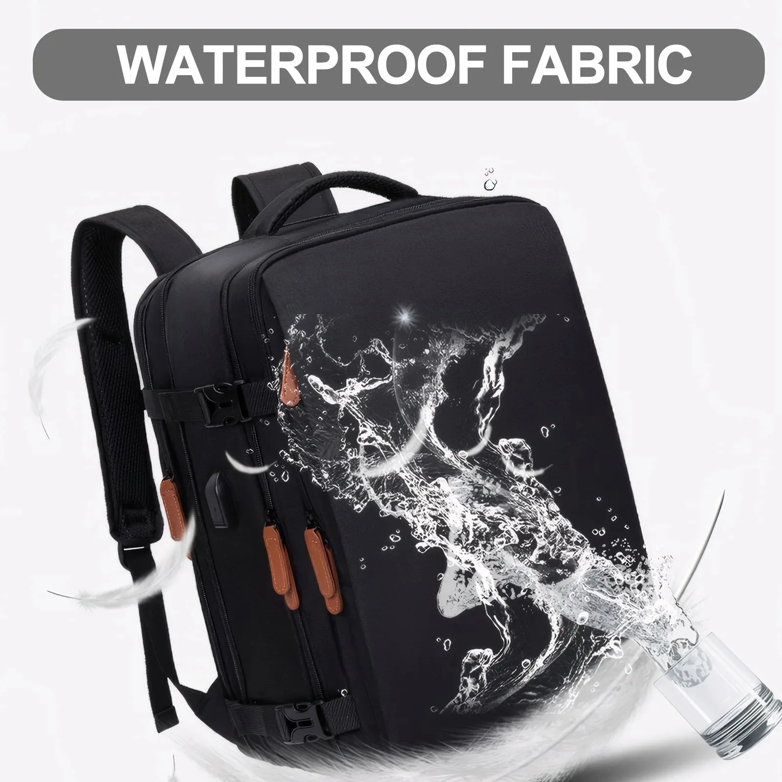 Travel Backpack for Women Men Extra Large Carry on Backpacks with Shoe Pouch Water Resistant Laptop Flight Approved Daypack for Weekender Hiking, Black