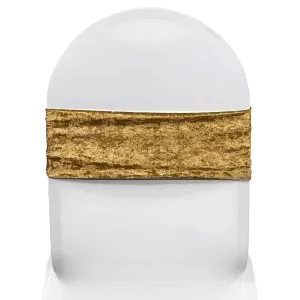 Velvet Spandex Chair Bands Gold (Pack of 10)