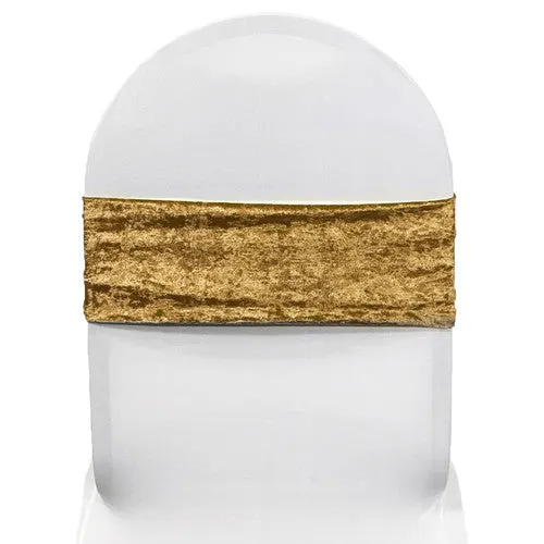 Velvet Spandex Chair Bands Gold (Pack of 10)