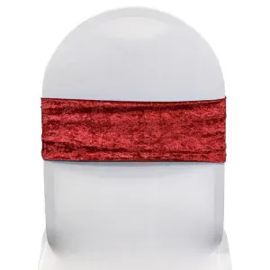 Velvet Spandex Chair Bands Red (Pack of 10)