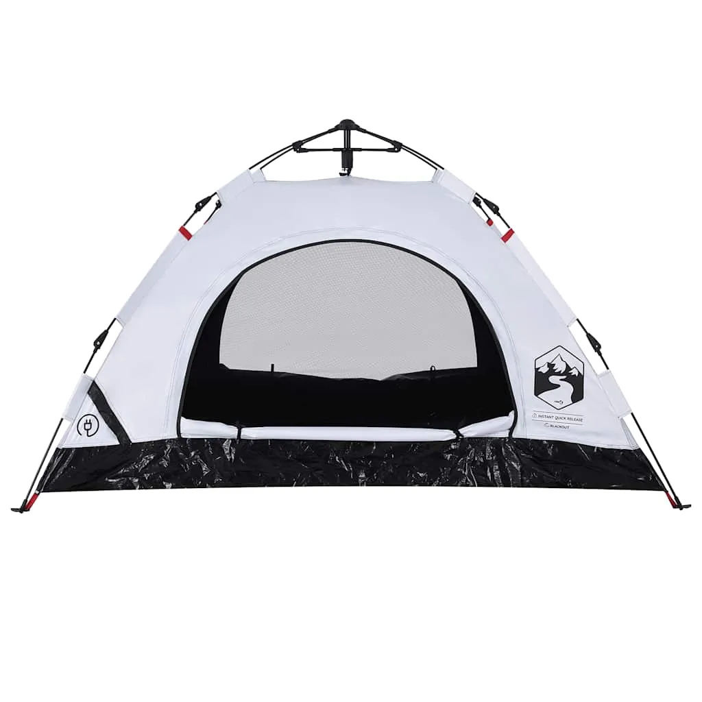 vidaXL Camping Tent 2-Person White Blackout Fabric Quick Release